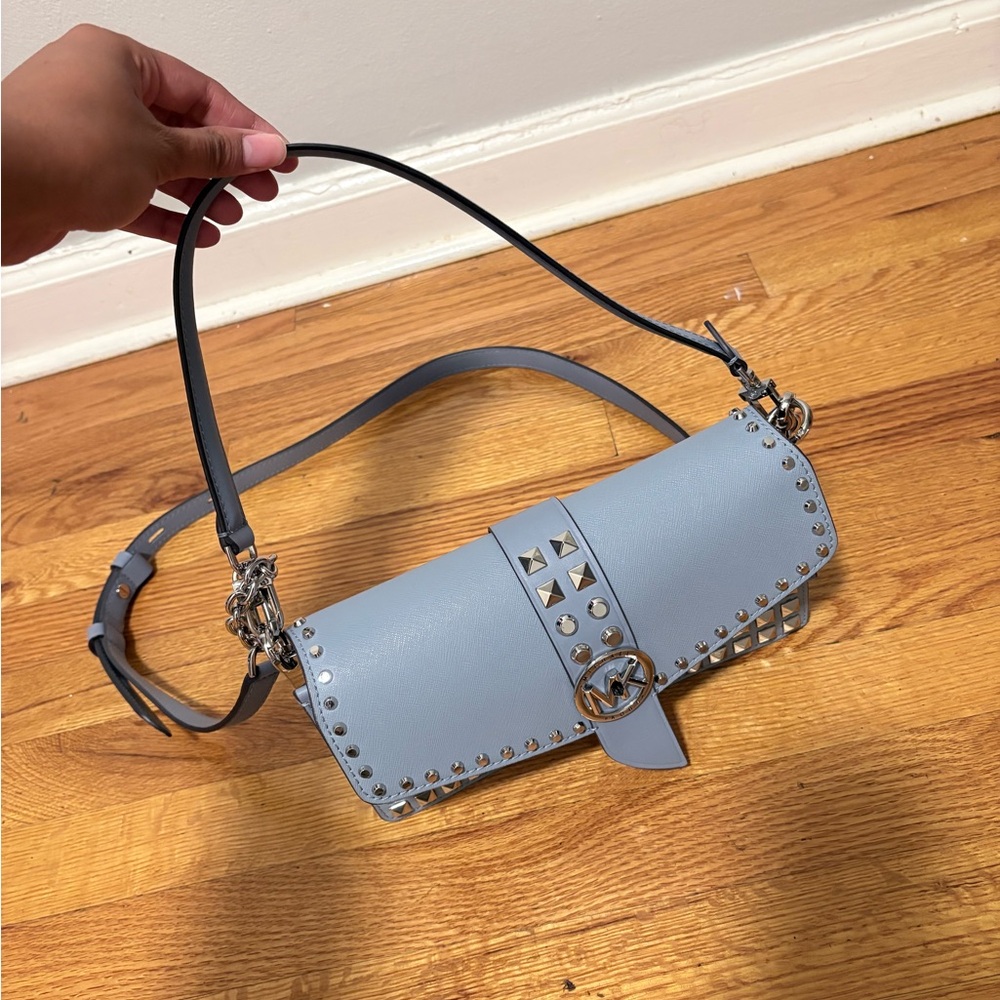 Michael Kors Blue Studded Crossbody Bag - Picture 2 of 9